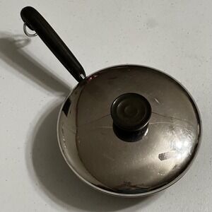 Vintage Revere Ware 6" Inch Copper Clad Skillet & Lid 1801 Double Ring Pre-1968